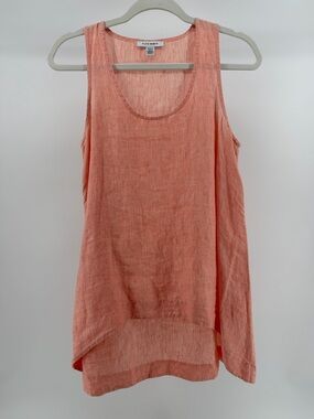 Pure Navy 100% Linen Relaxed Fit Sleeveless Top in Salmon, Women's XS